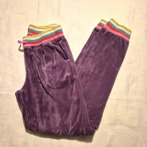 Mini Boden girls 14 years purple velour joggers, soft waisted with drawstring